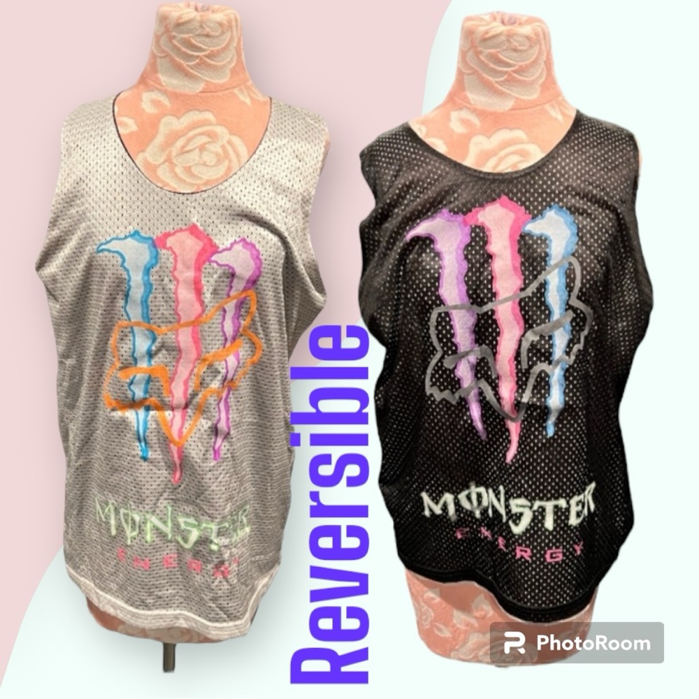 Monster Energy and Fox Racing reversible mesh sleeveless jersey